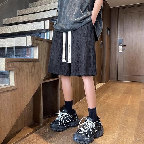 Men's Summer Thin Quick-Dry Crepe Ice Silk Five-Finger Shorts, American Style Fashion Brand Loose Casual Sport Pants