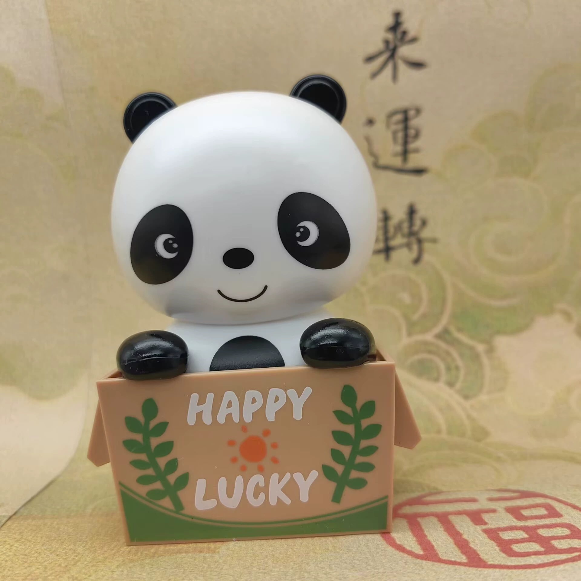 Креативная Солнечная качающаяся голова панда автомобиль мультфильм Цветочная корзина кукла автомобильные украшения картонный стиль трансграничные украшения