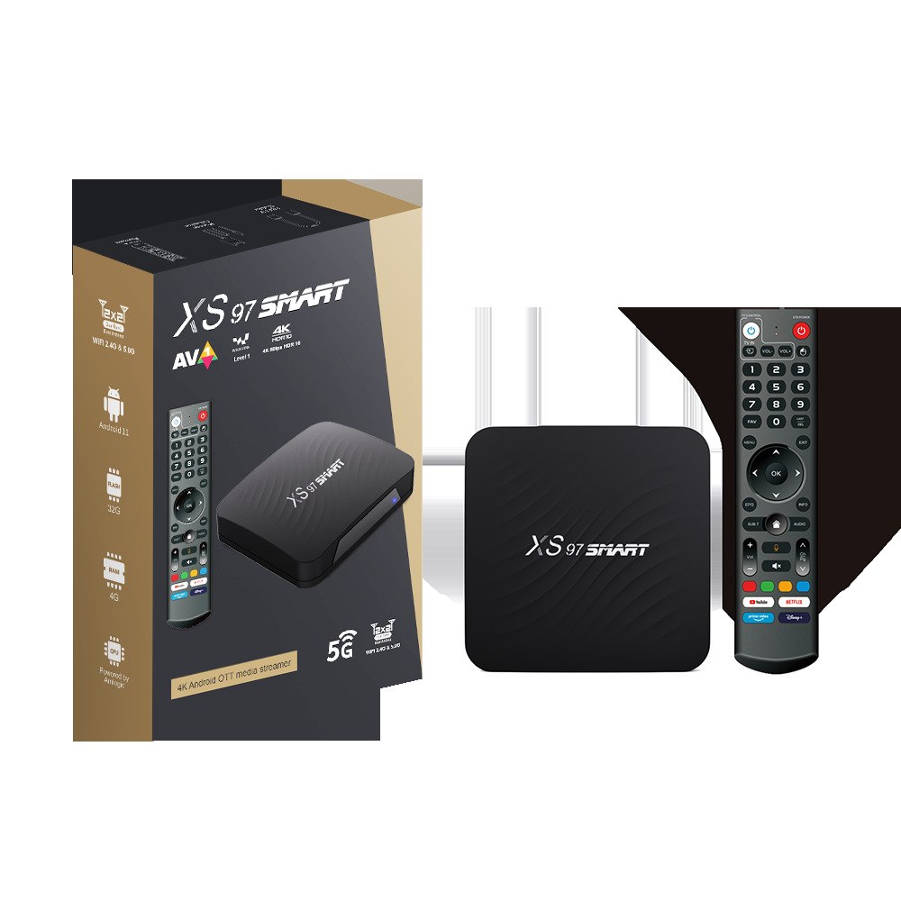 Atv Foreign Trade Android Set-Top Box S905Y4 Dual-Band Network Set-Top Box 4+32 Bluetooth Voice Network Set-Top Box