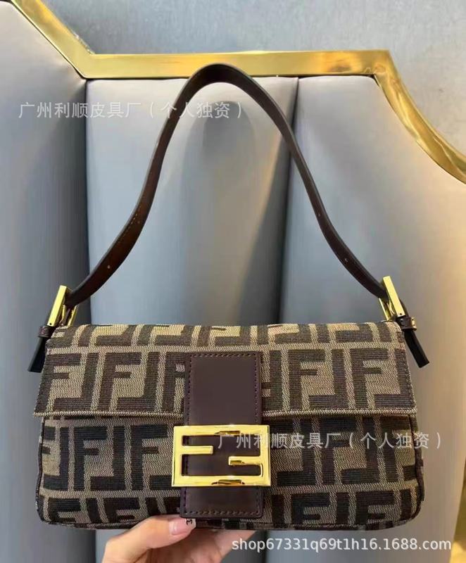 直供跨境货源老花帆布腋下包FF中古法棍包经典百搭女单肩斜挎|undefined