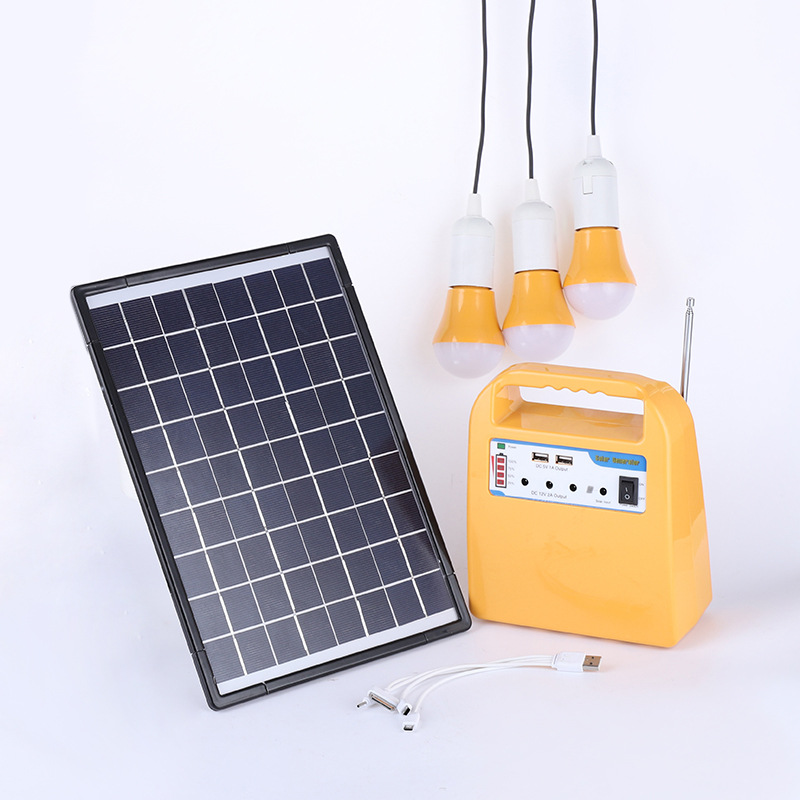 12v直流太阳能光伏发电系统 家用照明发电小系统MP3 FM收音机功能