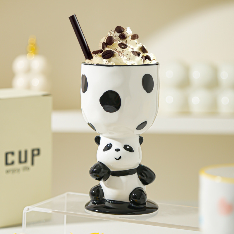 Dibujos animados lindo regalo de cumpleaños pintado a mano taza de helado bebida creativa taza de postre pastel taza de cerámica mesa de aromaterapia