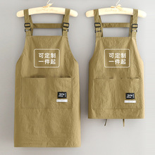 新款时尚防泼水围裙厨房家用简约围腰女耐磨上班烘焙工作服男印字