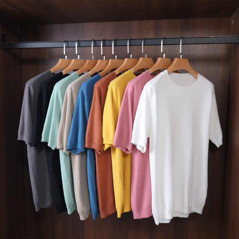 Spring and Autumn New Knitwear Men's Short-sleeved Crewneck Turtleneck Thin Knitwear Half-sleeved Casual Modal Sweater Spring and Autumn New Knitwear Men's Short-sleeved Crewneck Turtleneck Thin Knitwear Half-sleeved Casual Modal Sweater