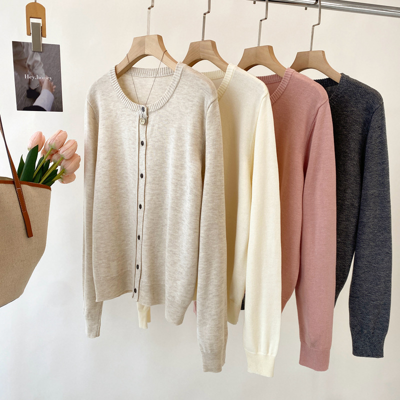 Special Offer with Free Shipping, No Returns or Exchanges, Round Neck Solid Color Knitted Cardigan for Women, Wool Blend, Skin-Friendly Soft Jacket 1209
