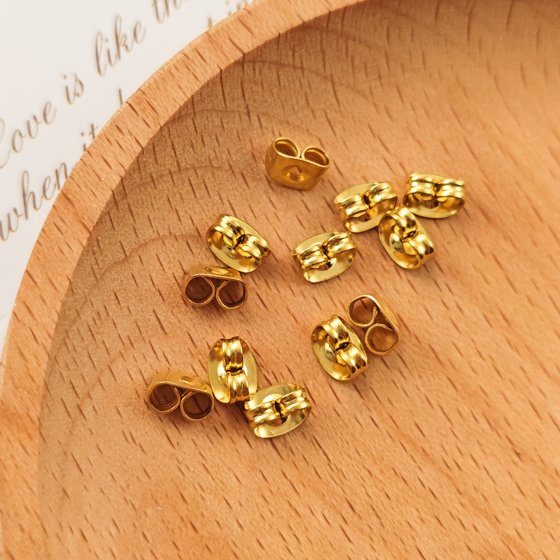 18K Real Gold Plated Plating Material Geometry Chain Type 100 PCS/Package Titanium Steel Geometric Earring Findings Ear Nuts