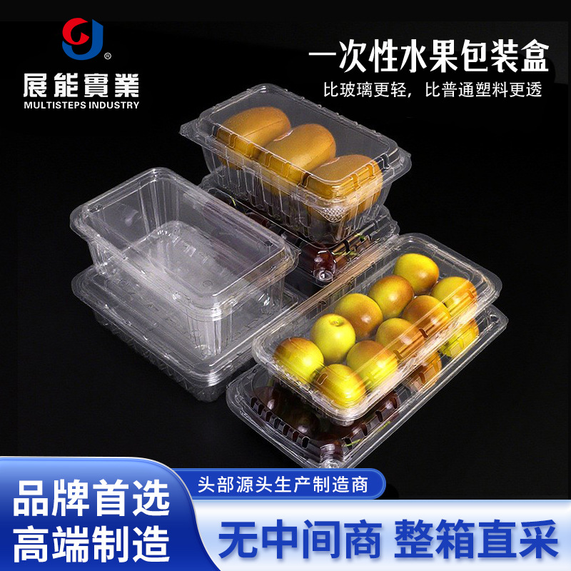 Multisteps一次性水果盒透明长形盒食品级pet带盖加厚车厘子黑莓