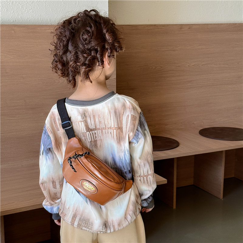 Nueva Bolsa Infantil de Cuero PU para Niños, Estilo Coreano, Bolsa de Pecho a la Moda, Monedero Moderno, Riñonera Infantil