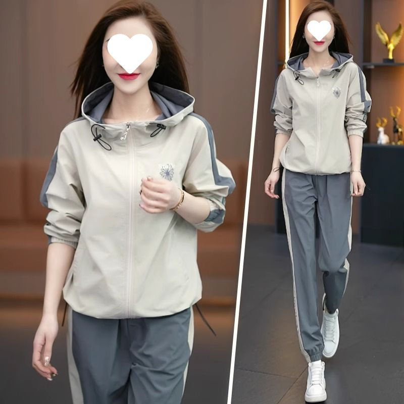 运动套装女2025新款早春穿搭时尚印花跑步服大码气质笙陇|undefined
