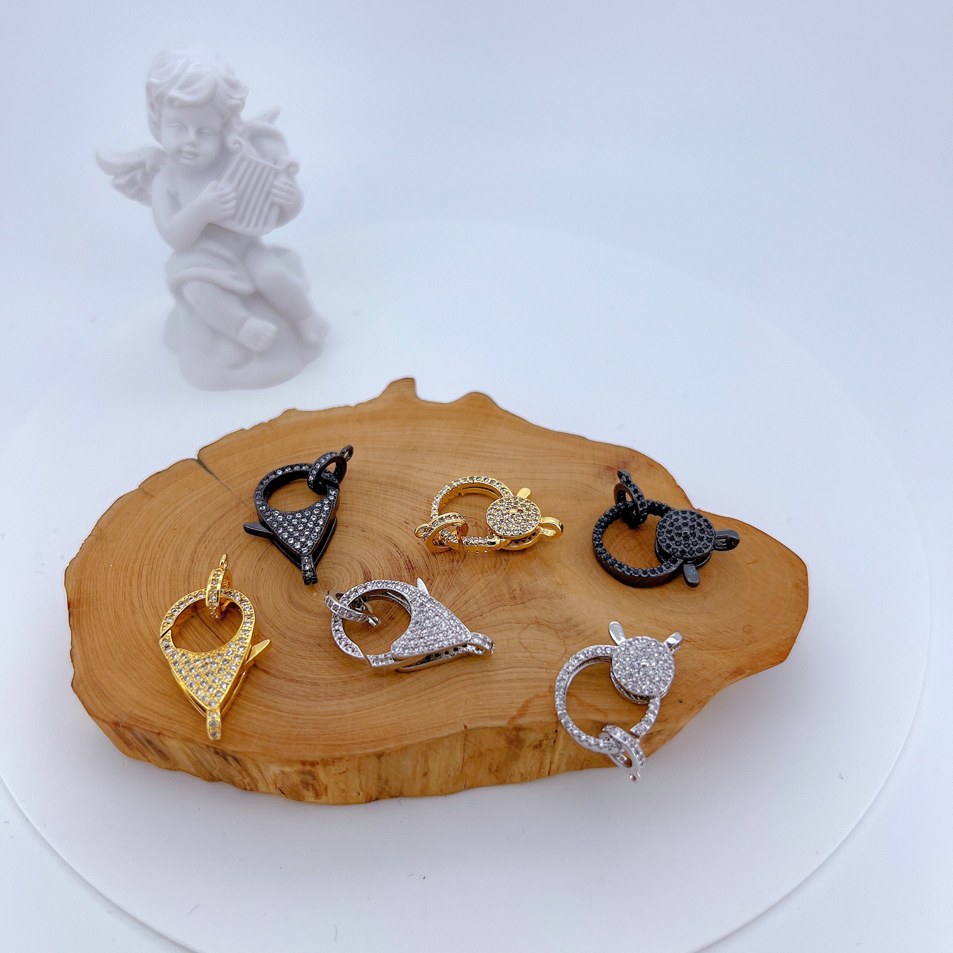 5g Weight 1 Piece 15*27MM Copper Zircon Geometric Lobster Clasp Jewelry Accessories