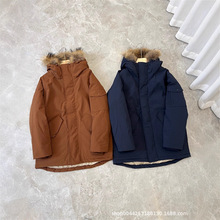 冬款新品男士大毛领英伦风中长款连帽羽绒服