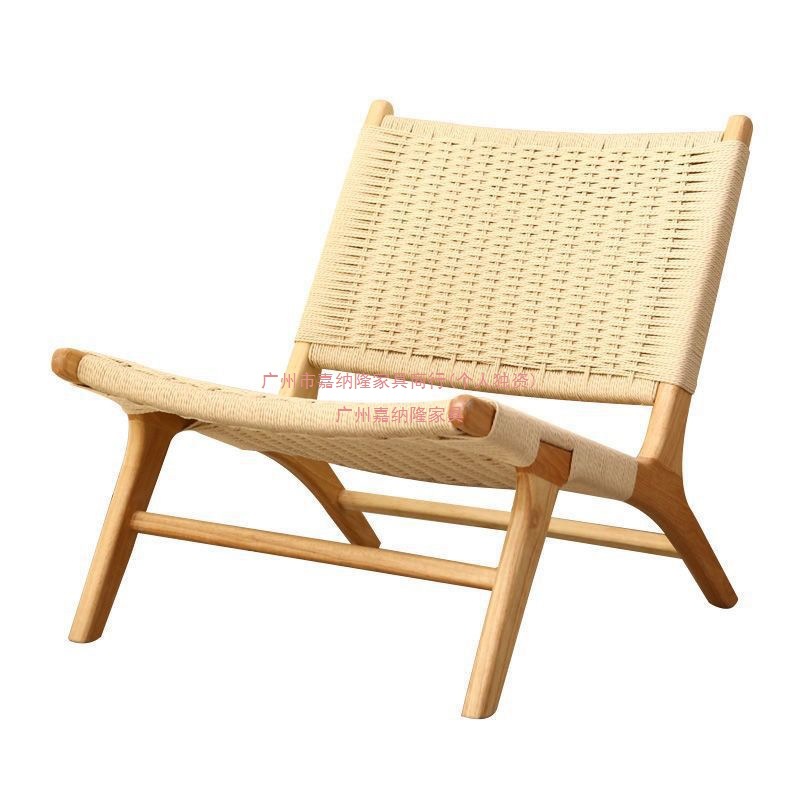 Sofá casero individual pequeño tipo de vivienda sala de estar balcón tejido de cuerda estilo japonés retro silla de ocio de madera maciza