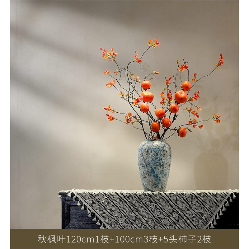 高級な夜花柿の造花のシミュレーションの花は柿の如意の軽豪華な客間の新年の装飾の花芸の置物を飾ります。|undefined