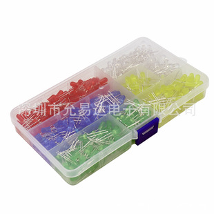 F5 5mm Led Light-Emitting Diode Boxed Light-Emitting Tube Red, Yellow, Green, White and Blue 5 Colors Total 500Pcs