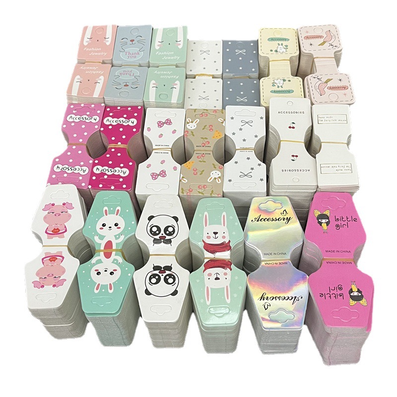 Wholesale hair accessories packaging paper card diy children's hair rope hairpin hair ring card cartoon tag folding card manufacturer