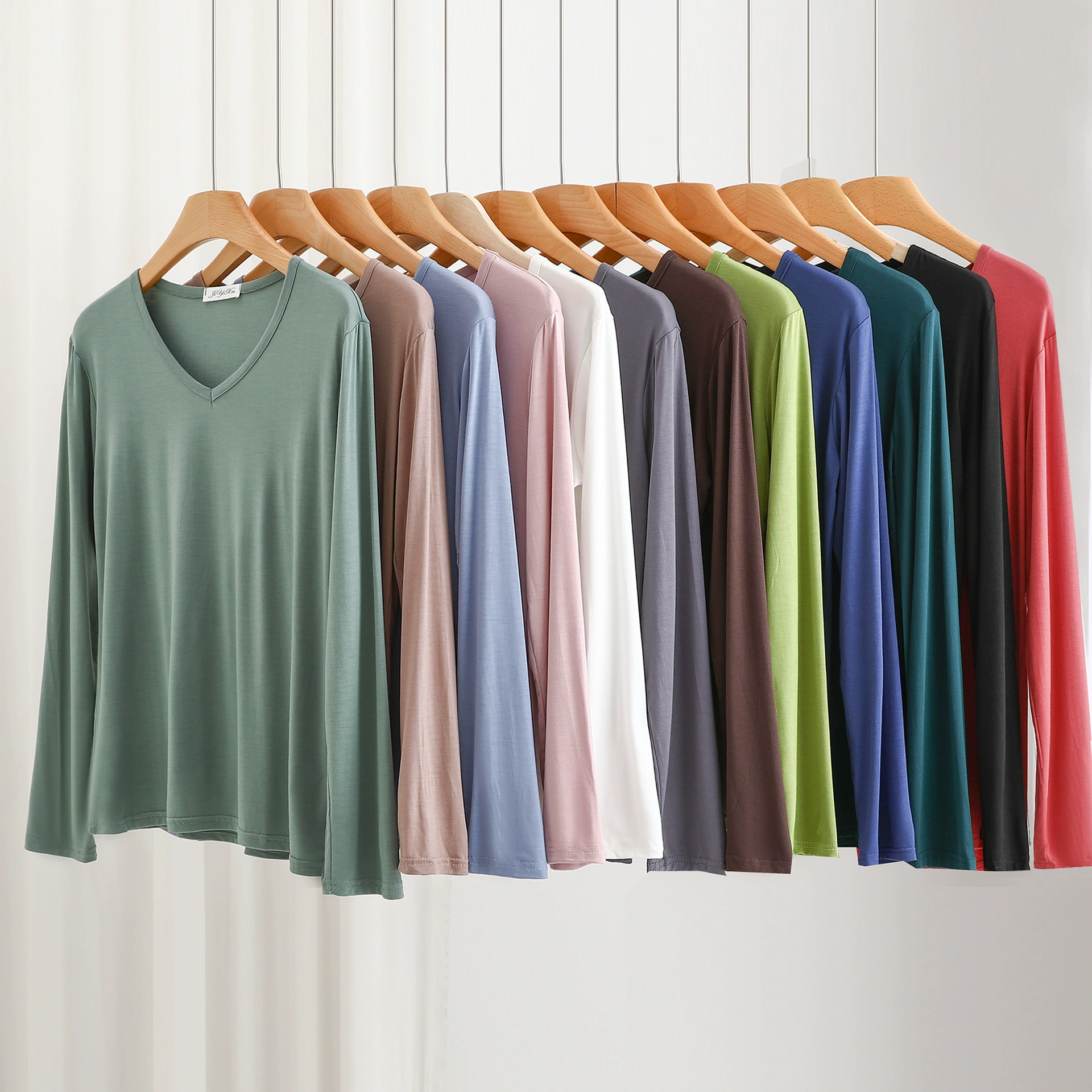 Хлопковая футболка с V-образным вырезом и длинными рукавами для женщин, весна-лето, свободный крой, большие размеры, тонкая, базовый слой, однотонная, солнцезащитная, верхняя одежда.