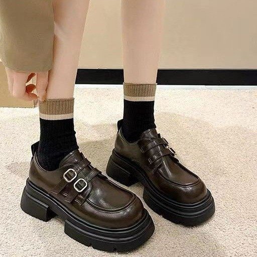 港式复古学院风小皮女鞋2024秋季新款日系时尚百搭厚底乐福鞋单鞋