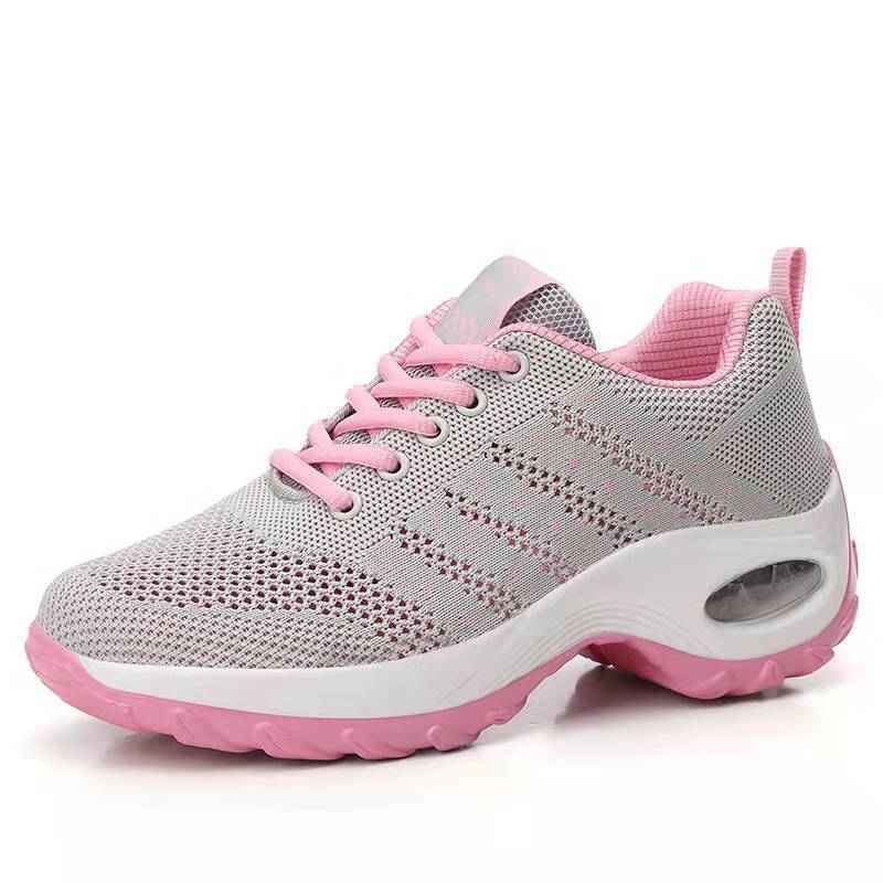 Foreign Trade Wholesale Women's Shoes Autumn Style Fly-Knit Air Cushion Large Size Mom's Shoes Outdoor Fashion Simple Lightweight Breathable Sports Shoes