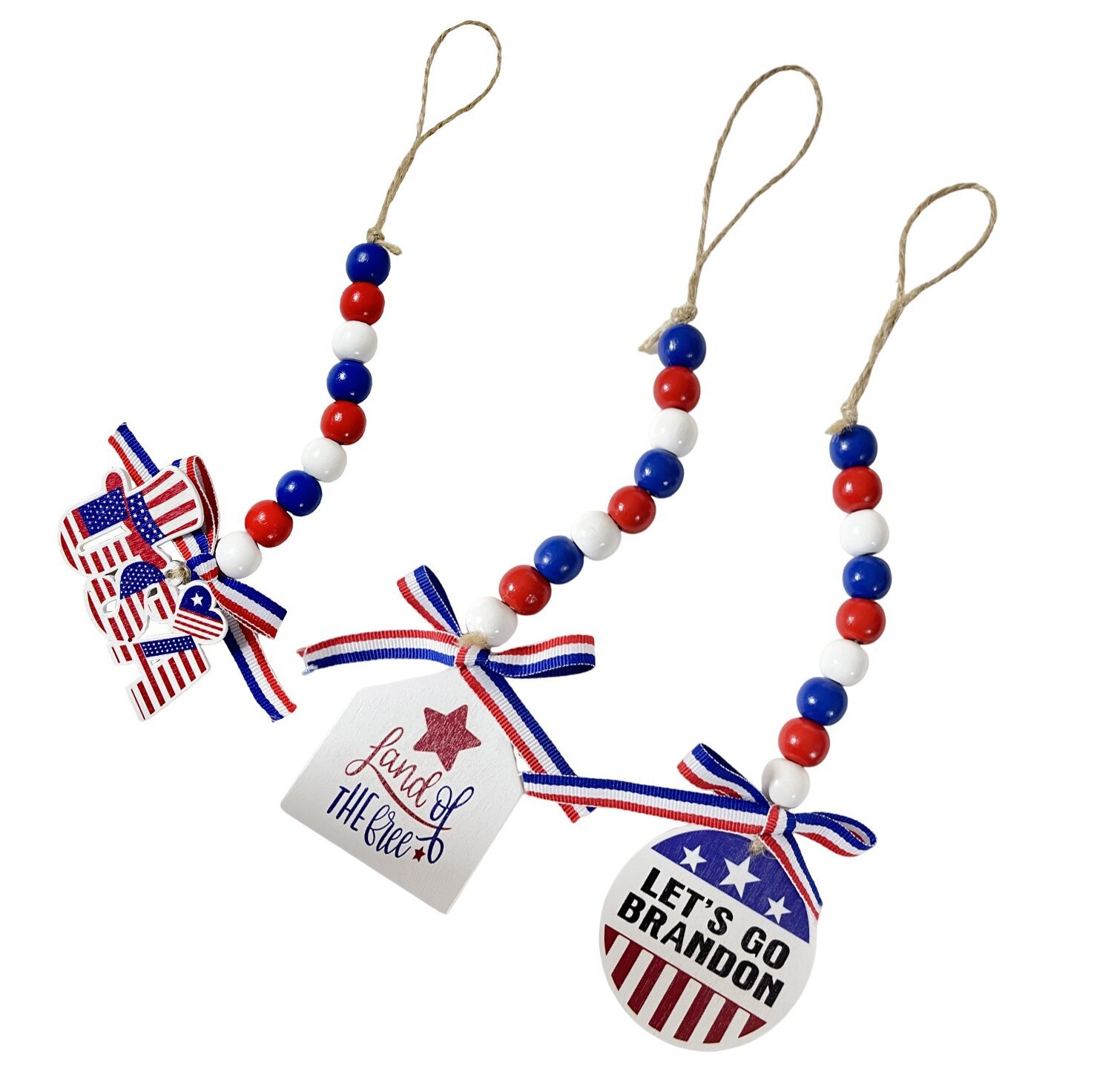 Día de la Independencia de los Estados Unidos bandera de cuentas DiDi color perlas de madera de caña colgante de decoración de ambiente interior