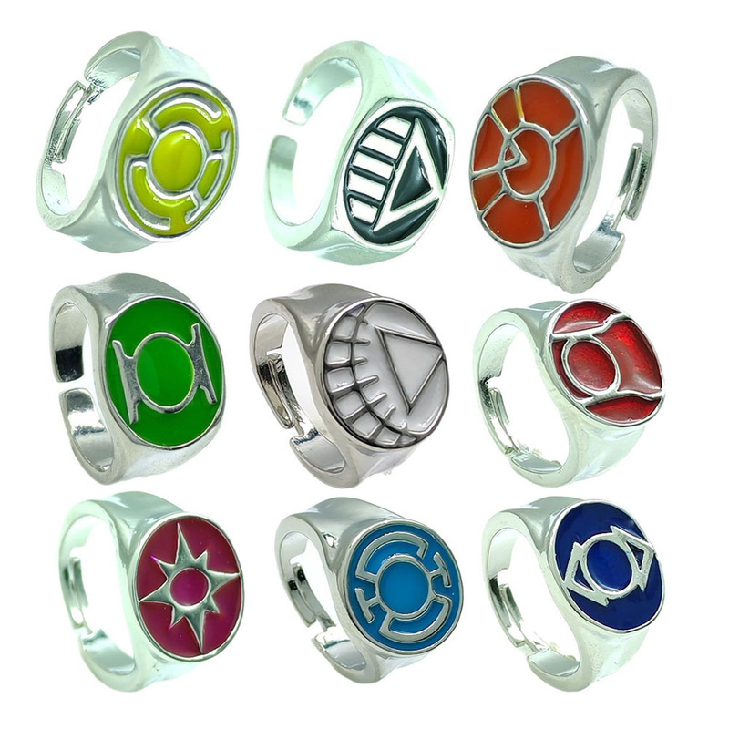 Anime Avengers Ring Green Lantern Ring cos Marvel Peripheral 9 Color Open Ring Fashion Jewelry Anime Avengers Ring Green Lantern Ring cos Marvel Peripheral 9 Color Open Ring Fashion Jewelry