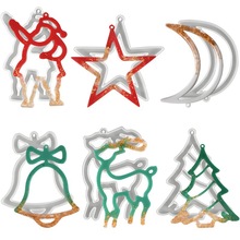 聖誕樹掛牌硅膠模具diy水晶滴膠六款星星月亮鈴鐺聖誕系列飾品