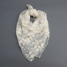 小清新文艺复古日系全棉蕾丝绣花小方巾女领巾头巾围巾丝巾