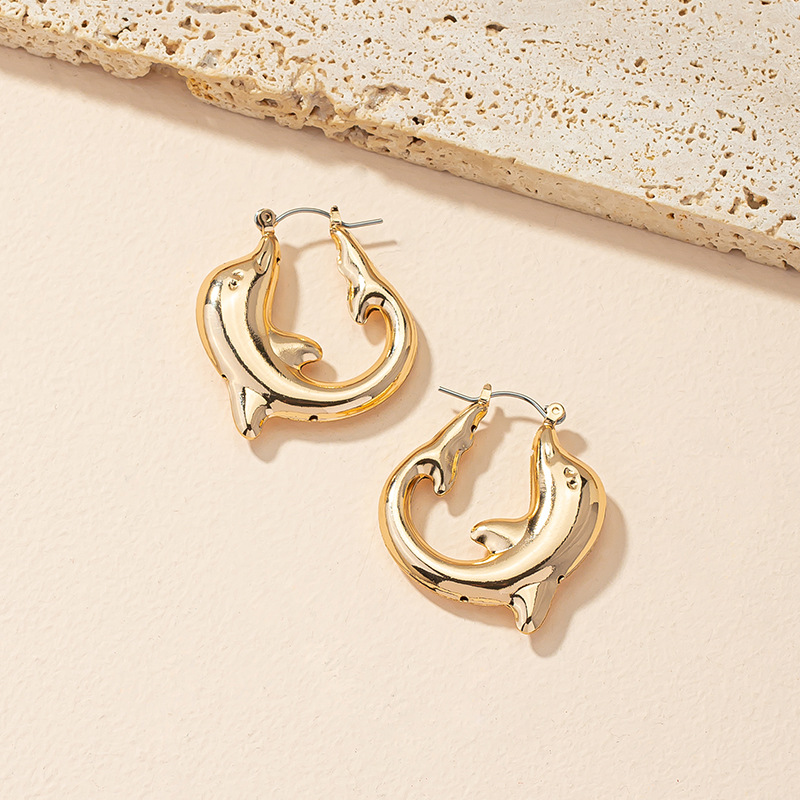 Fashion Simple Style Dolphin Alloy Plating Women's Earrings display picture 3