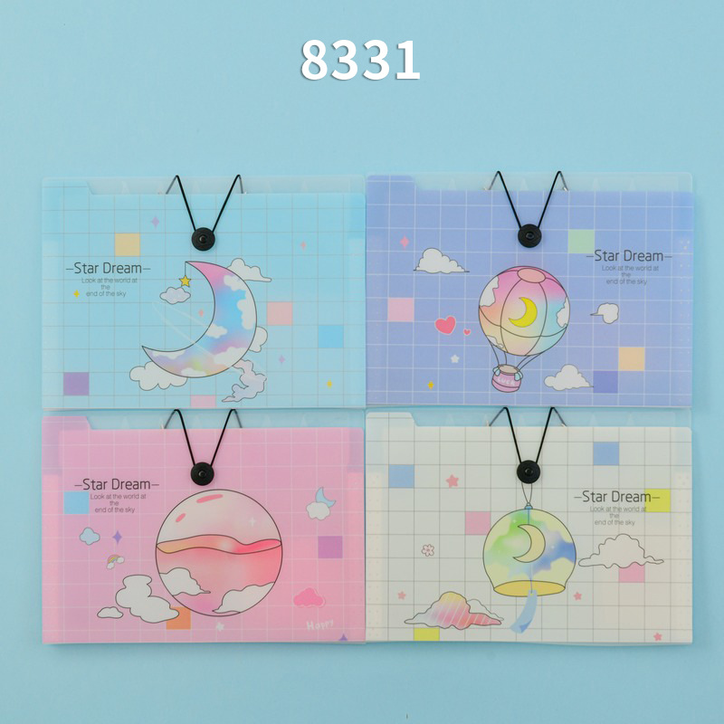 Carpeta de órgano de patrón 8 bolsas de almacenamiento a4 estudiantes de gran capacidad de carpeta de papel de prueba multicapa de clasificación de datos en el viento image 15
