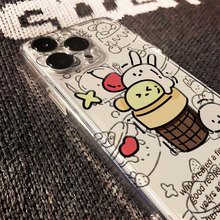 【原创】小熊蛋糕兔适用苹果15plus透明手机壳iPhone14可爱12软78