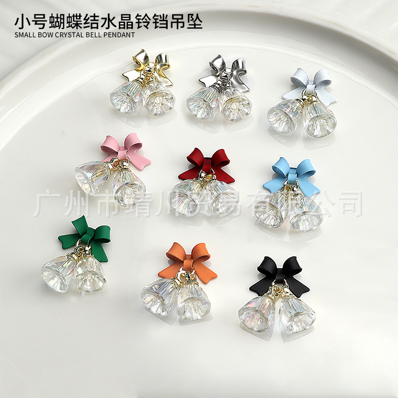 New nail jewelry small color Christmas bell nail diamond jewelry three-dimensional bow tie bow nail diamond wholesale