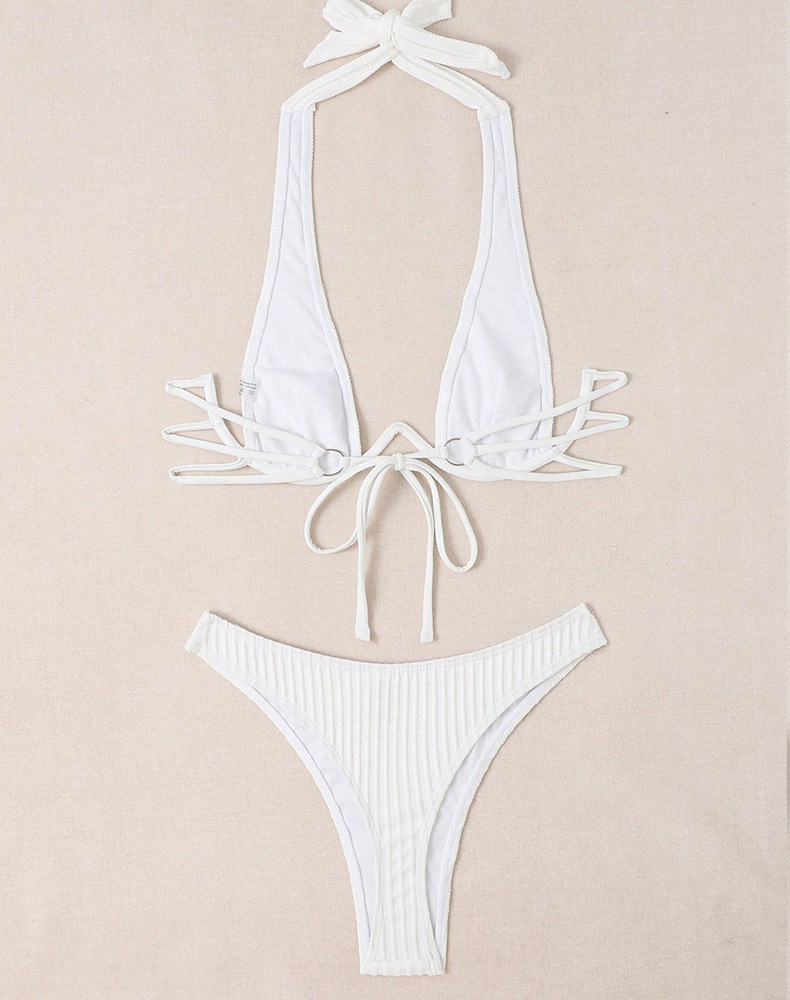 Polyester Fabric Type 2 Pieces Set Quantity Women's Solid Color 2 Pieces Set Bikinis Swimwear