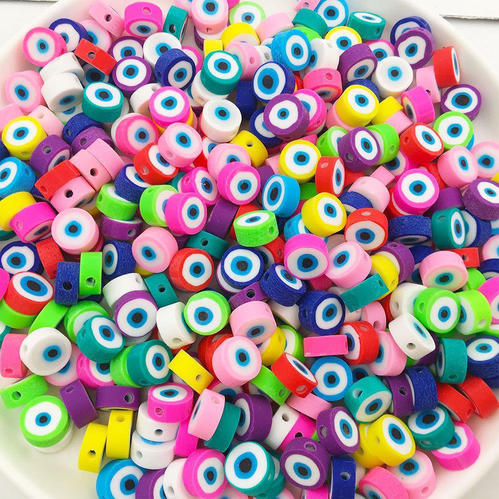 100片袋装10mm动物彩虹软陶片串珠珠子diy配饰五角星爱心软陶珠