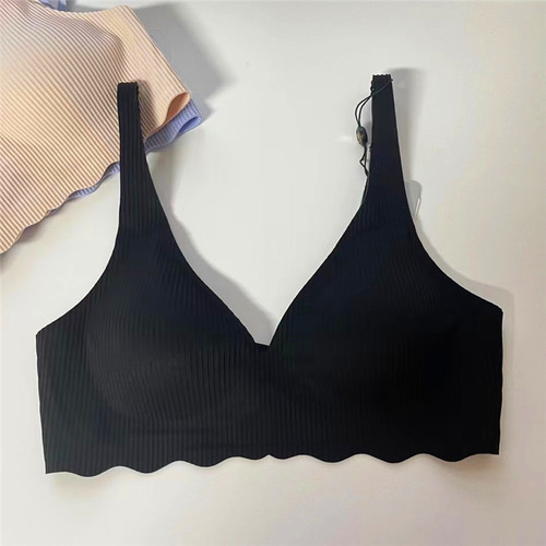 W5669!  !  Women's striped breathable fixed-cup one-piece seamless women's underwear JU push-up sagging bra