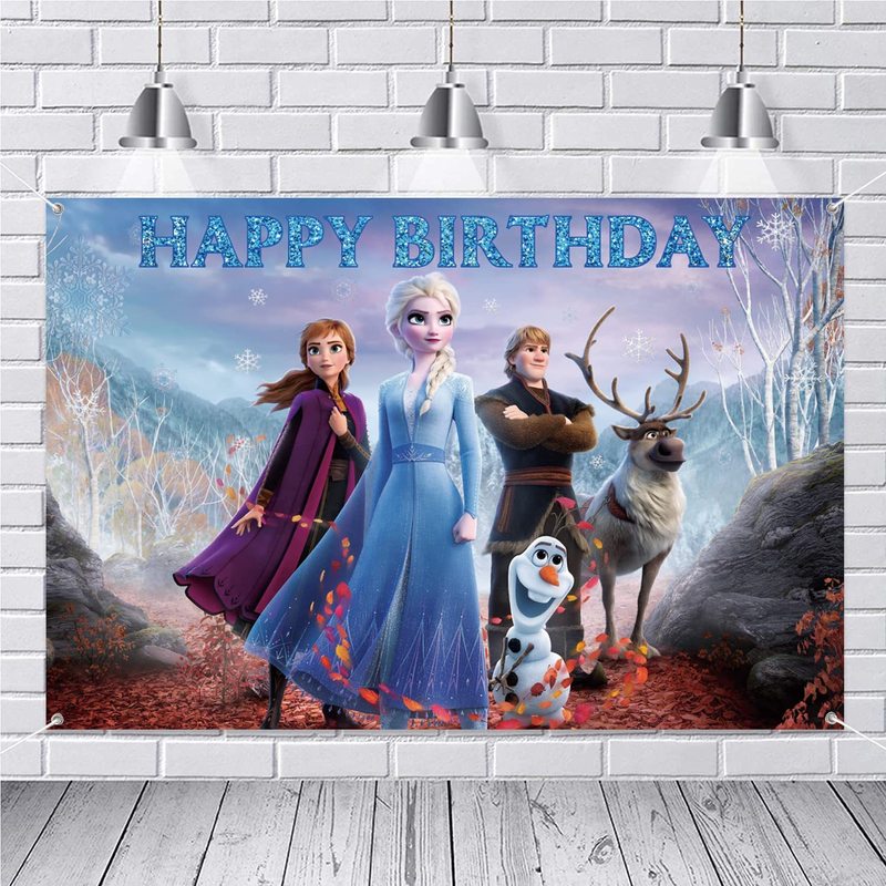 アナと雪の女王の誕生日パーティークロスボーダー写真背景漫画子供の新しい背景リビングルーム|undefined