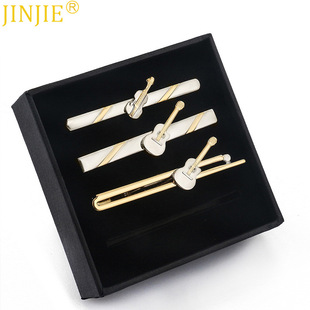 Spot new electroplated gold and silver two-color musical instrument violin guitar copper tie clip casual collar clip manufacturers wholesale
