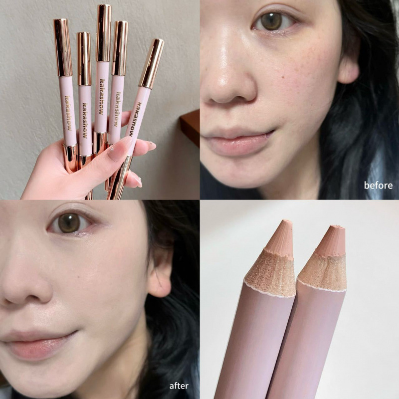 Kakashow Luz sin imperfección doble pluma de efecto facial brillante textura sedosa doble pluma de bloqueador