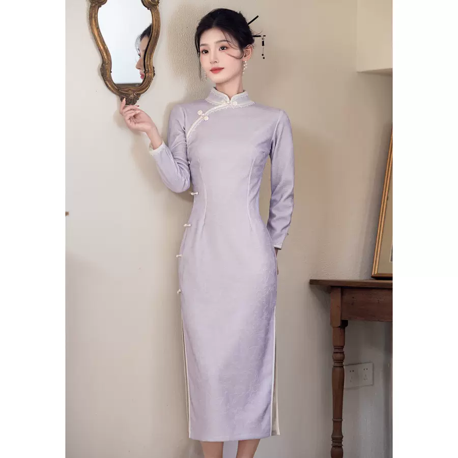 秋冬新款优雅新中式旗袍年轻款 复古高级感国风旗袍改良连衣裙