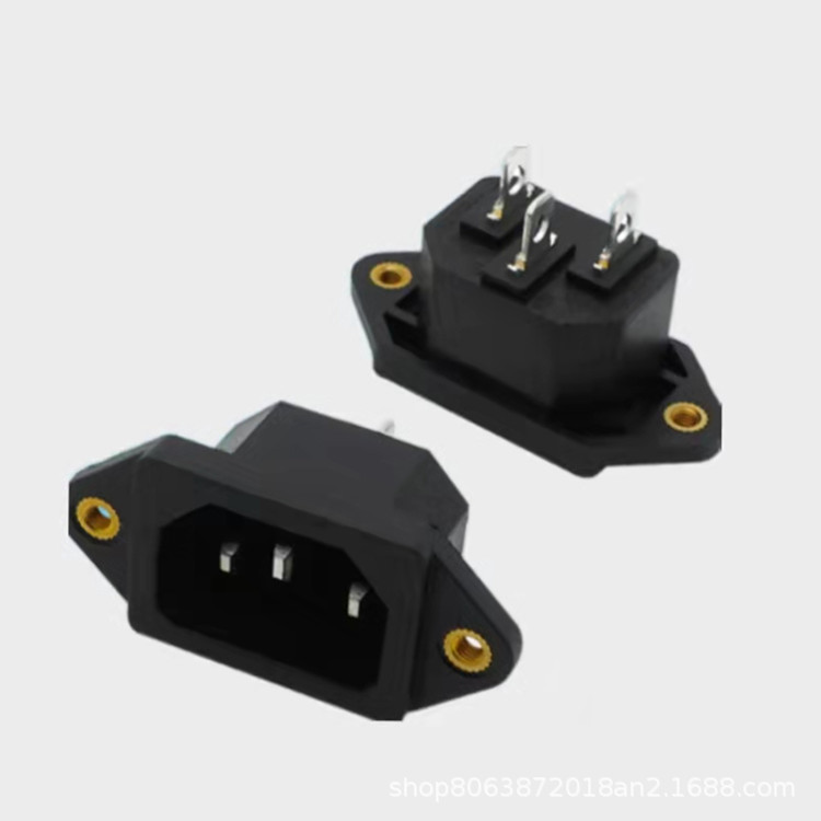 供应AC电源插座AC-04纯铜电源插座三孔芯螺丝固定品字电源插座