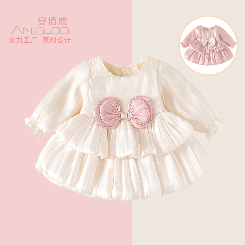 Spring and Autumn Style Long-Sleeve Princess Cake Dress for Baby Girls, Sweet Romper Dress for Full Month and First Birthday, Formal Dress in Stock Spring and Autumn Style Long-Sleeve Princess Cake Dress for Baby Girls, Sweet Romper Dress for Full Month and First Birthday, Formal Dress in Stock