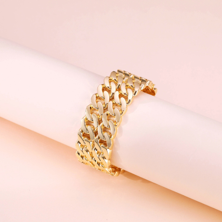 classic twisted flower chain alloy hollow wide side bracelet
