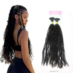 化纤钩针发把deep wave接发束Crochet hair仿人发大辫子跨境