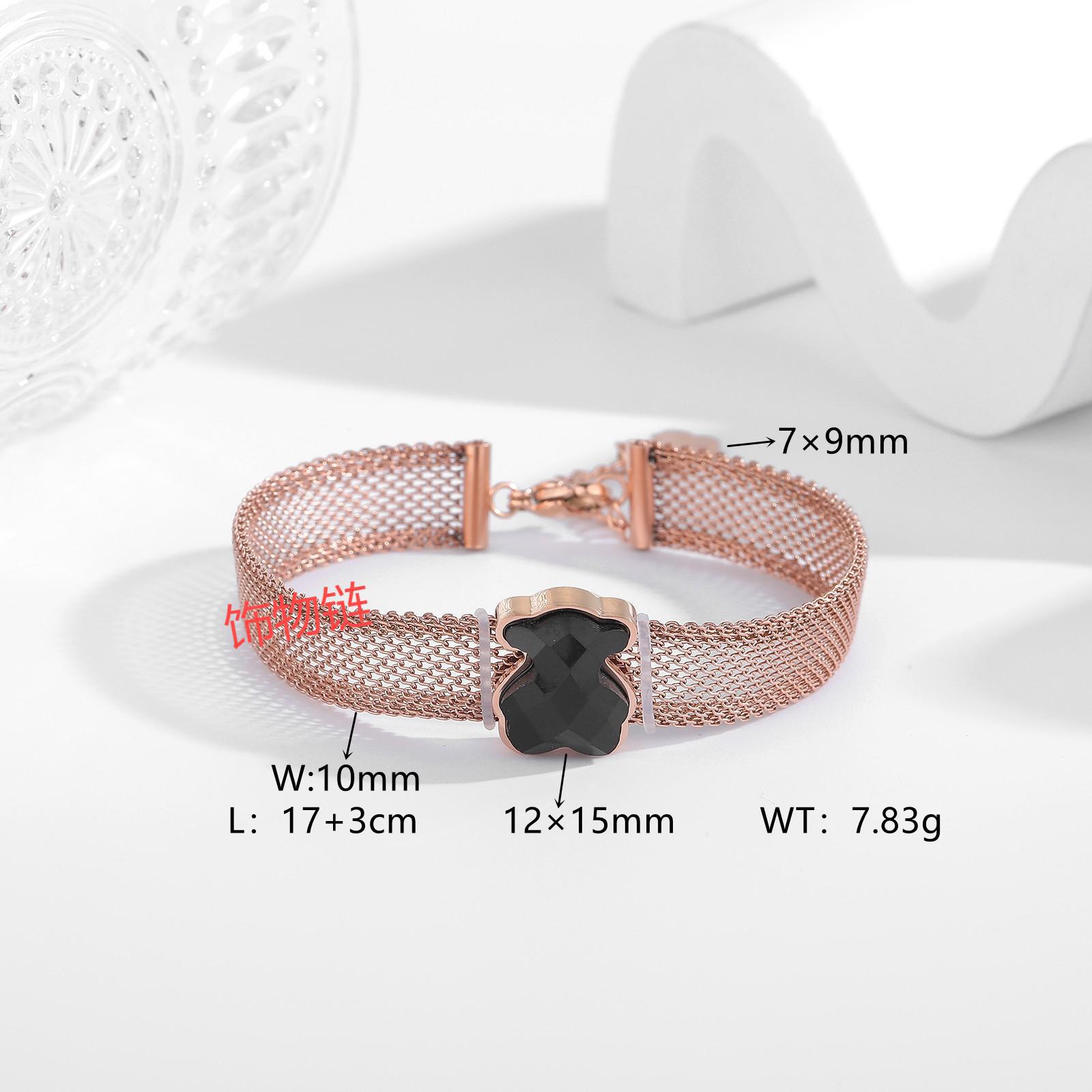 New Cross-Border Hot-Selling Niche Stylish Accessible Luxury Style Jewelry Stainless Steel Bear Bracelet Titanium Steel Versatile Bracelet