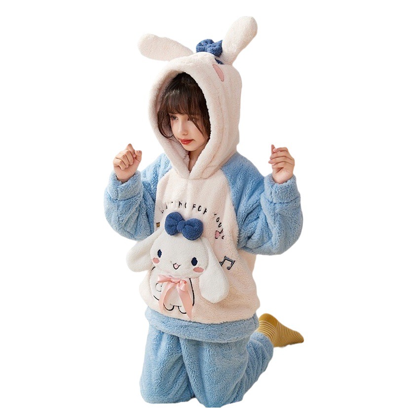 Pijamas de los niños de franela engrosada ropa de otoño e invierno medio y los niños grandes lindo Yugui perro caliente coral fleece homewear