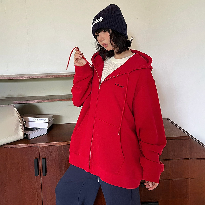 慵懒风高级感卫衣外套女2025春秋款休闲运动连帽拉链上衣百搭开衫|undefined