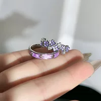 Кольцо женский новый сладкий прохладный фиолетовый капельный глазурь цветы модные легкие роскошные кольца высокого уровня чувство дизайна ниши