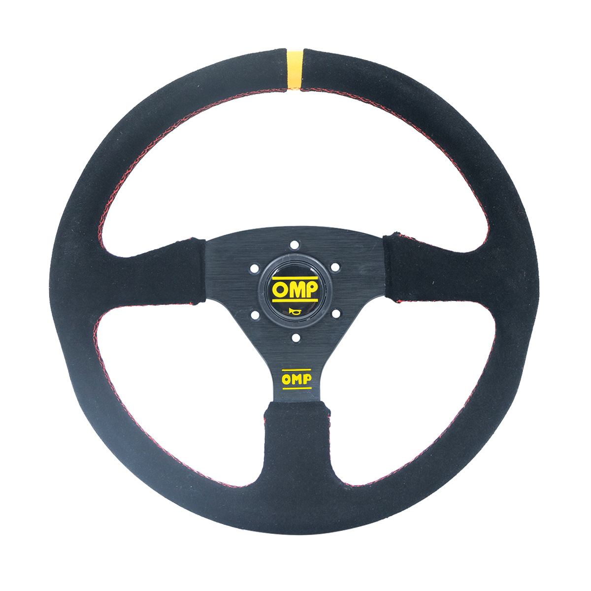 Steering Wheel Universal – Universal Steering wheel - suede-yellow-ring-red-line