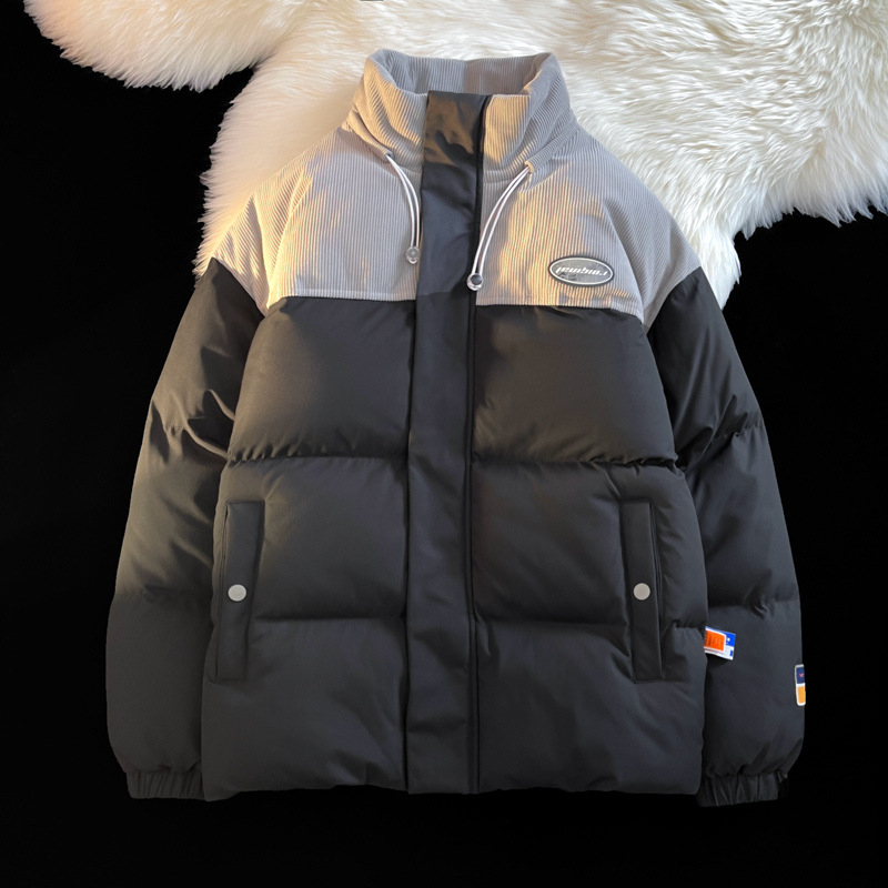 M - 8XL chaqueta de algodón de invierno marca de moda empalmado chaqueta de algodón de tamaño grande para hombres engrosado chaqueta de algodón de pluma a prueba de frío chaqueta de hombre gordo