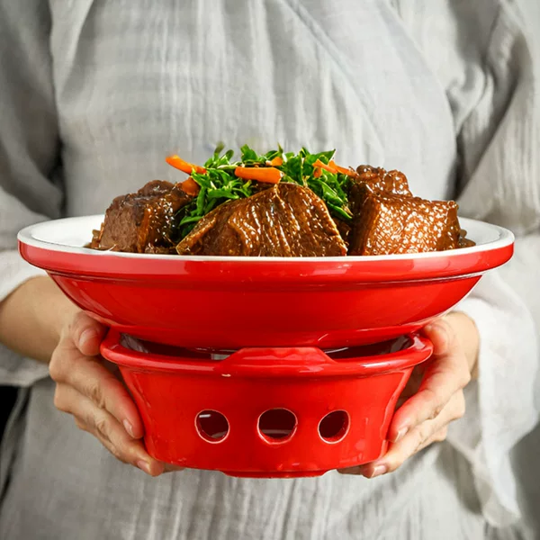 Hunan cuisine stir-fried yellow beef plate hotel commercial dry pot candle heating open stove insulation plate hotel special tableware