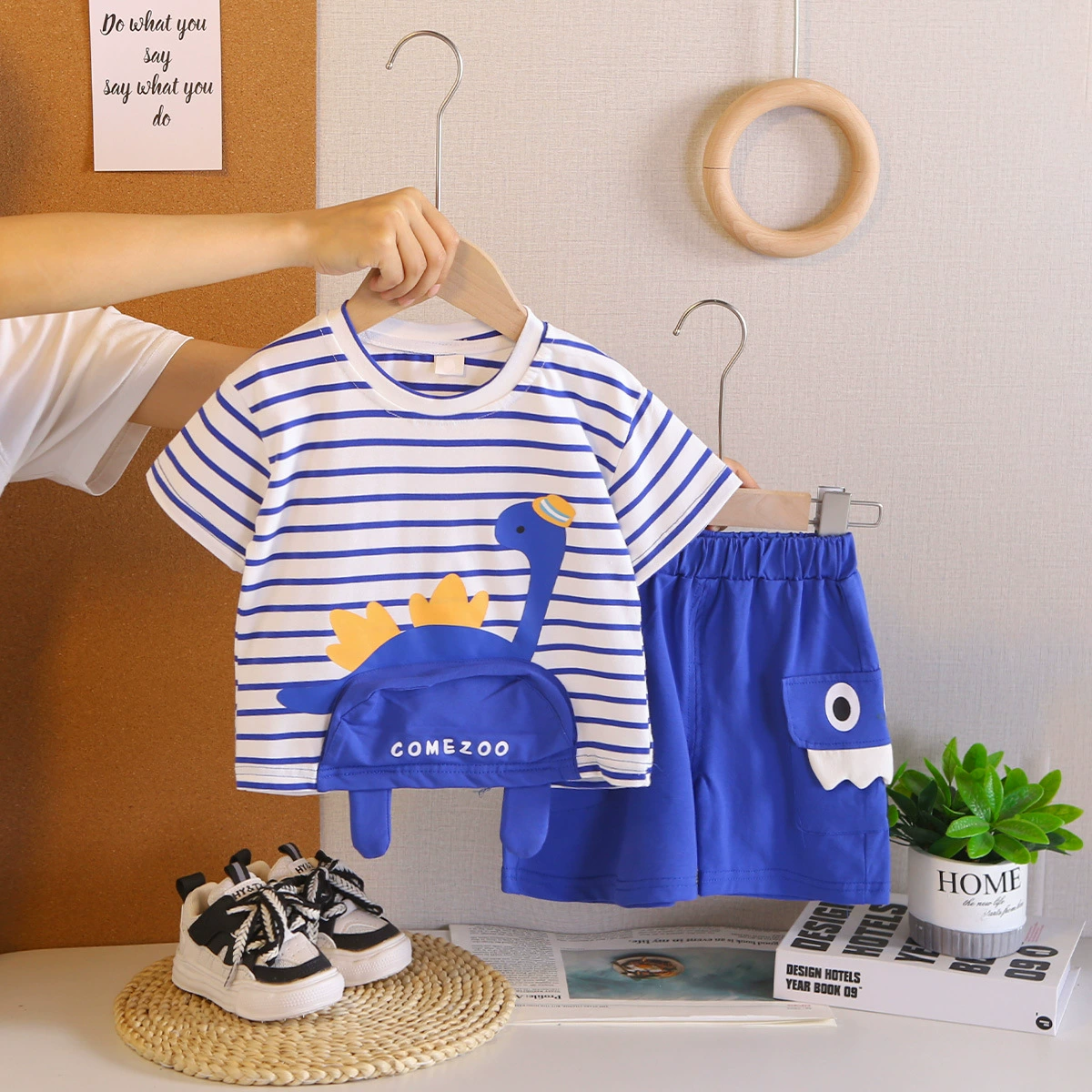Chinese Boys Cartoon Summer Outfit Set