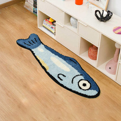 青い塩漬け魚の植毛絨毯寝室のベッドサイド絨毯子供の部屋の趣味装飾マット吸水滑り止めマット